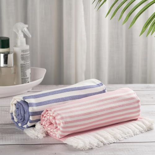 Wakefit Bamboo Bath Towel Set for Men and Women, Large Size 90x160 cm - Tang & Navy, Set of 2 - Image 1