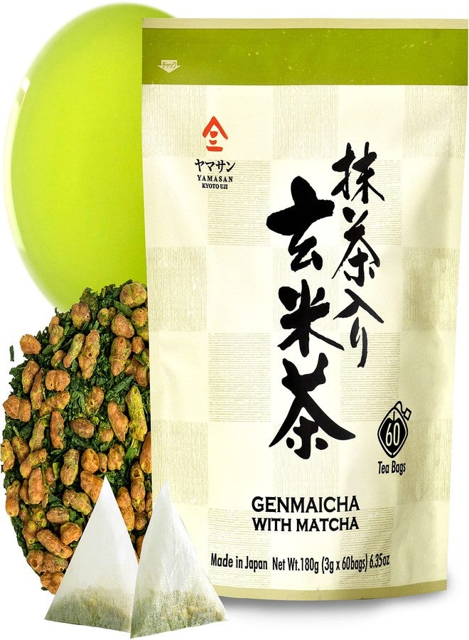 chaganju شاي تشاجانجو جينماتشا الأخضر مع ماتشا، شاي أرز بني محمص، قليل الكافيين، شاي ياباني، 3 غرام × 60 كيس شاي - Image 1