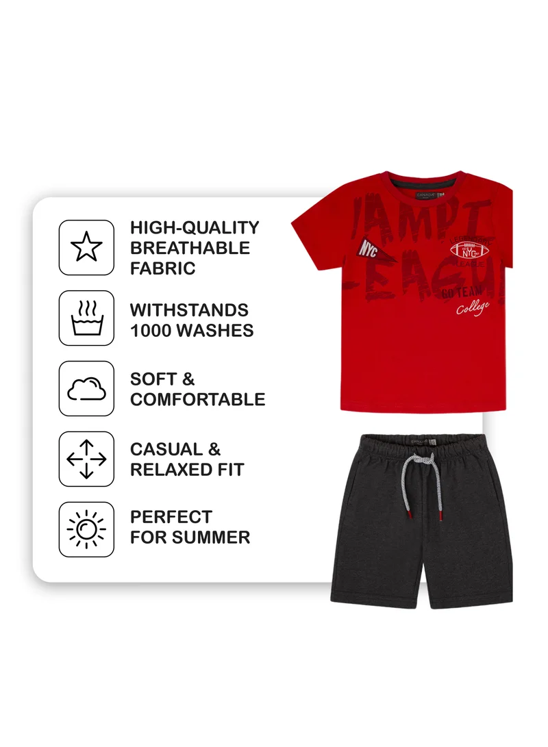 CANADA HOUSE Soft and Comfortable 100% Cotton Comfortable Summer Set T-Shirt and Shorts For Boys