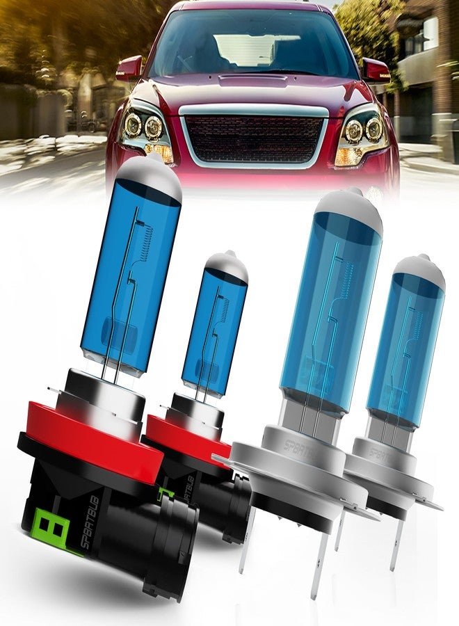 SPBRTBUB Headlight Bulbs compatible with GMC Acadia 2007-2012 Light Bulb Halogen, H7 High Beam + H11 h8 h9 Low Beam,Pack of 4 - Image 1
