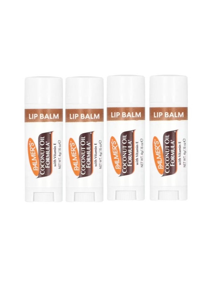 بالمرز تركيبة زيت جوز الهند® مع فيتامين E، مرطب شفاه جوز الهند، 0.15 أونصة (4 جم) عبوة من 4 قطع