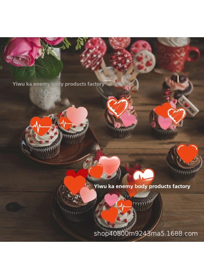 Love Valentine's Day Glutinous Rice Paper Than Heart Valentine's Day Cake Stickers Wafer Paper Printing Cold Plate Placement-Color:Four Color Printing-Specifications:40 Pink Butterflies/box - Image 3