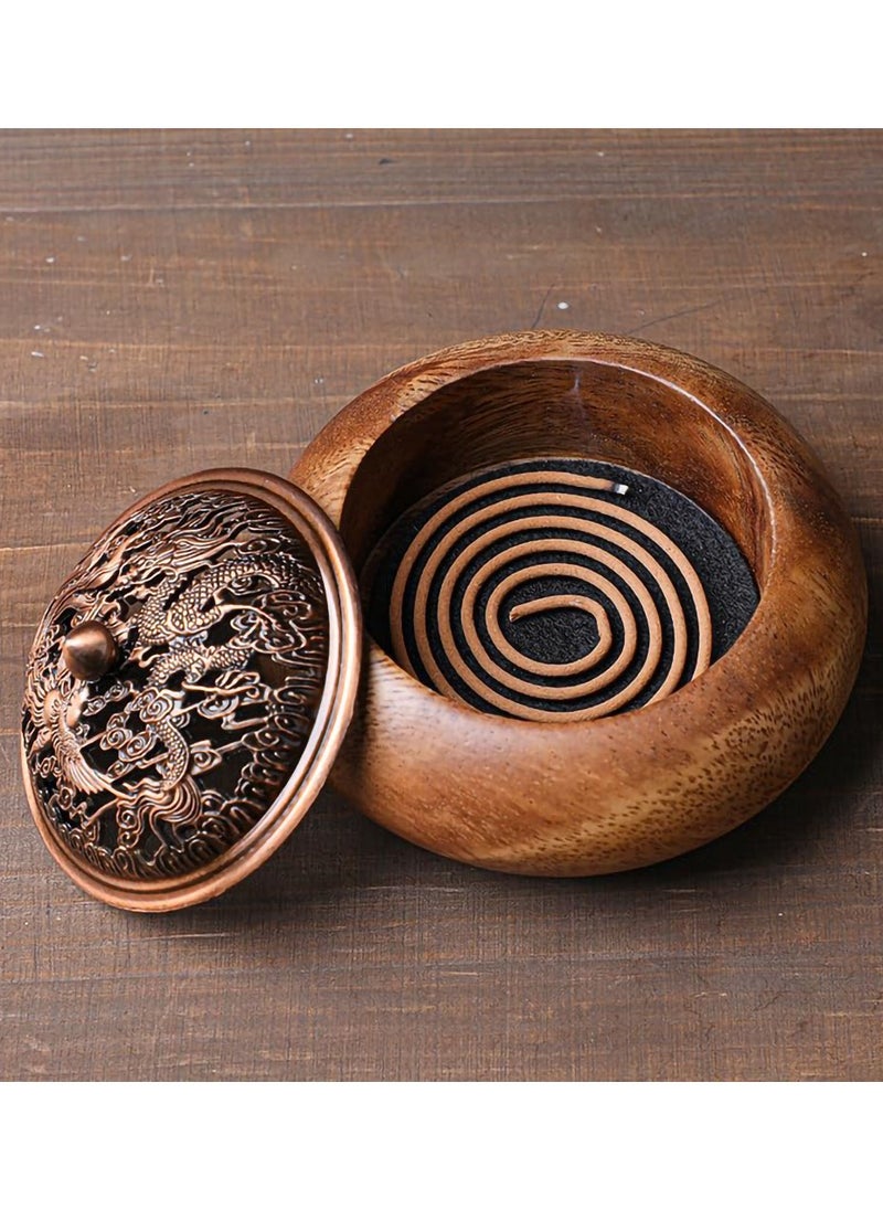 KASTWAVE Premium Wooden Incense Burner Holder with Ash Catcher (Round)-100% Natural Walnut Wood Insense Sticks Holder-Modern Luxurious Design for Home-Great Gift for Loved Ones  - Image 1
