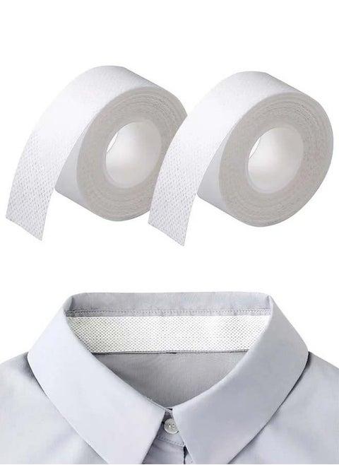 2 Pack Disposable Collar Protectors, Self-Adhesive Shirt Collar Liners, Invisible Sweat Pads for Shirts (2.5 cm x 8 m)