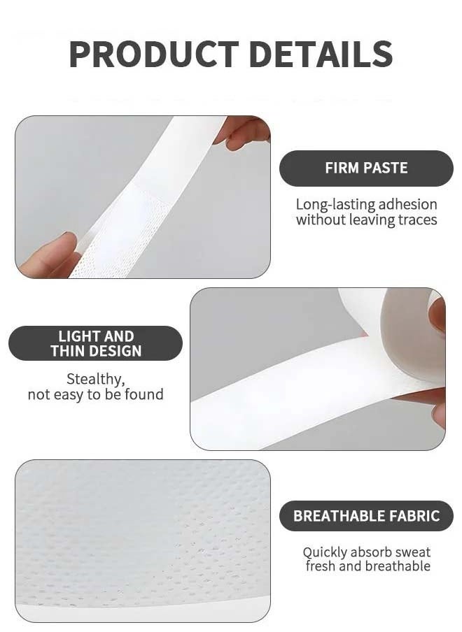2 Pack Disposable Collar Protectors, Self-Adhesive Shirt Collar Liners, Invisible Sweat Pads for Shirts (2.5 cm x 8 m)