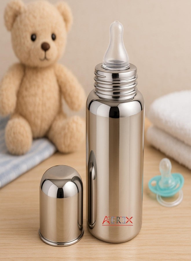 AEREX Stainless Steel Baby Feeding Bottle for Milk | Baby Feeding Milk Bottle | Feeding Bottle for Babies, Infants & Toddlers | Milk Drinking Bottle | Ideal for Newborns (240 Ml) - Image 1