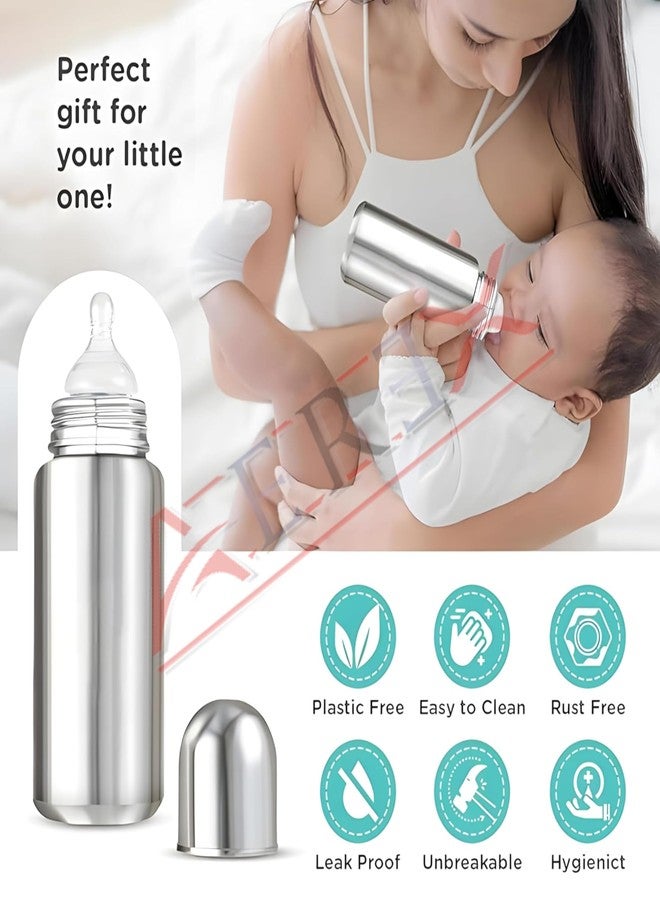 AEREX Stainless Steel Baby Feeding Bottle for Milk | Baby Feeding Milk Bottle | Feeding Bottle for Babies, Infants & Toddlers | Milk Drinking Bottle | Ideal for Newborns (240 Ml) - Image 3