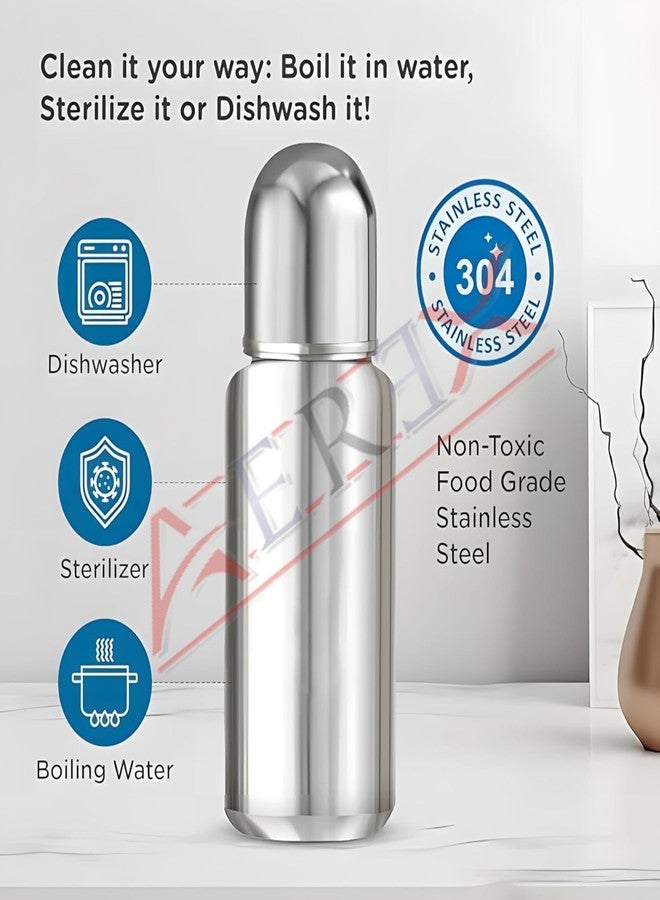 AEREX Stainless Steel Baby Feeding Bottle for Milk | Baby Feeding Milk Bottle | Feeding Bottle for Babies, Infants & Toddlers | Milk Drinking Bottle | Ideal for Newborns (240 Ml) - Image 4