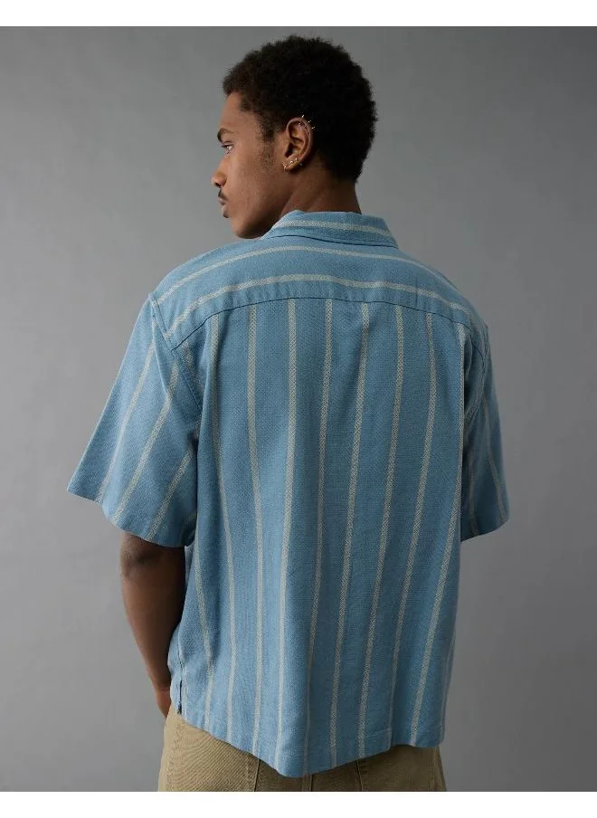 American Eagle AE Poolside Striped Button-Up Shirt