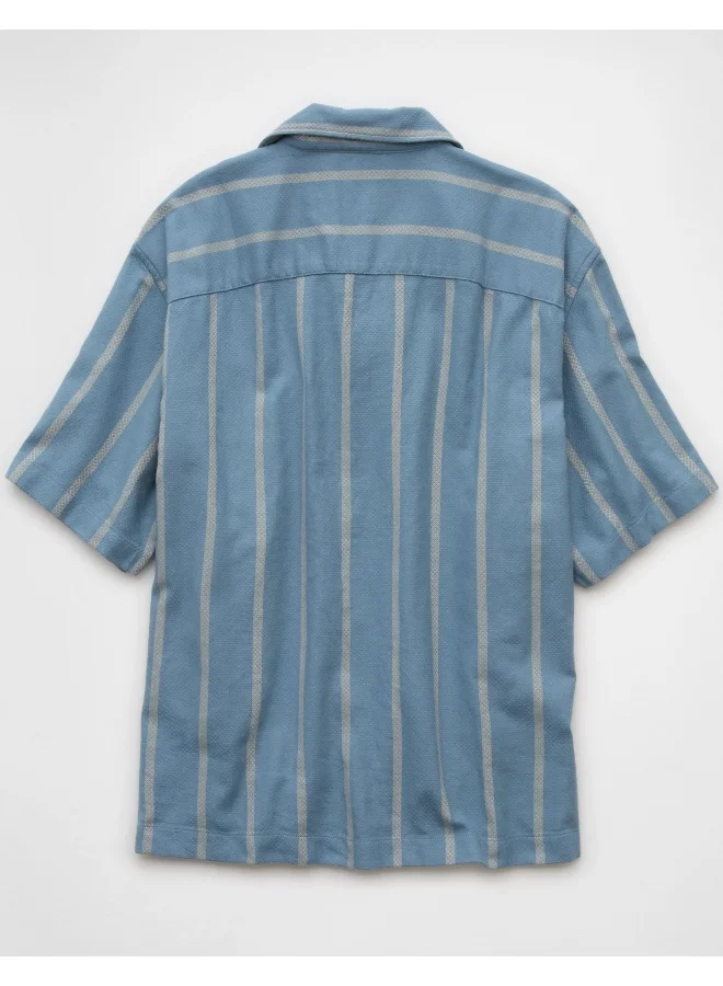 American Eagle AE Poolside Striped Button-Up Shirt