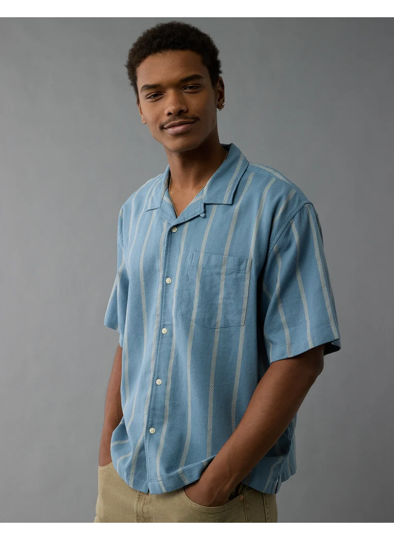 American Eagle AE Poolside Striped Button-Up Shirt