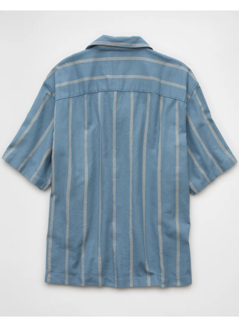 American Eagle AE Poolside Striped Button-Up Shirt