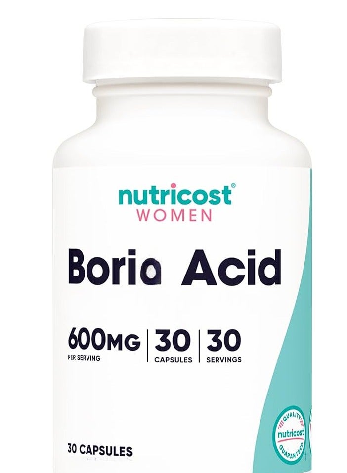 Nutricost للنساء، حمض البوريك، تحميلة، 600 ملجم، 30 كبسولة 