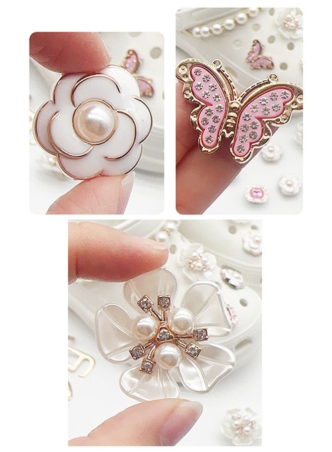 HY 10 PCS Bling Shoe Charms, Pearl Diamond Chain Shiny Little Bear Charms Decoration, Favors Gifts for Birthday Party - Image 3