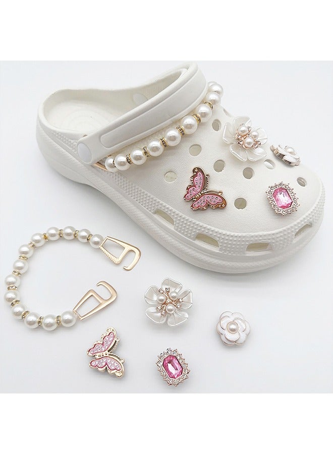 HY 10 PCS Bling Shoe Charms, Pearl Diamond Chain Shiny Little Bear Charms Decoration, Favors Gifts for Birthday Party - Image 5
