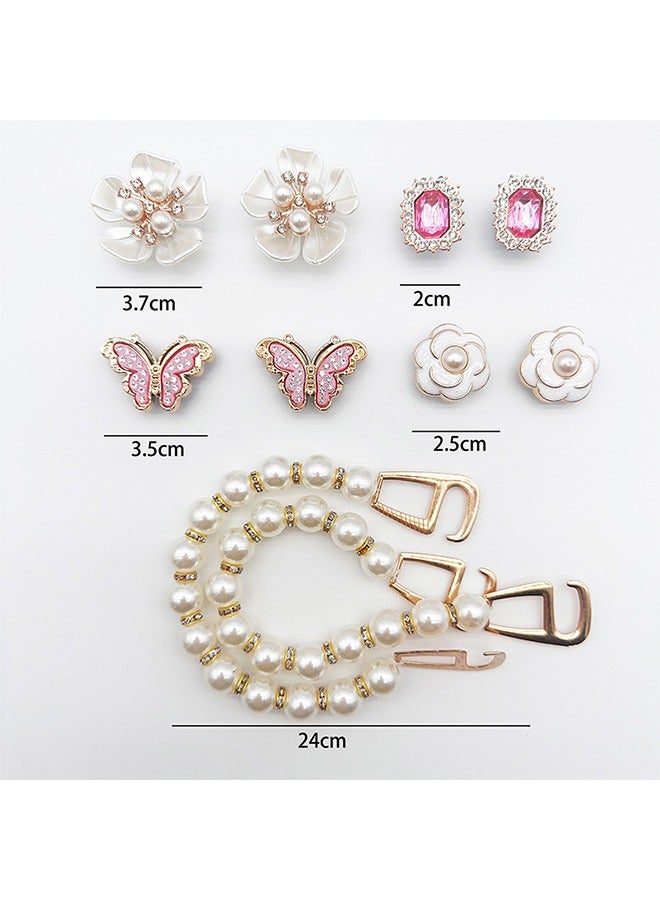 HY 10 PCS Bling Shoe Charms, Pearl Diamond Chain Shiny Little Bear Charms Decoration, Favors Gifts for Birthday Party - Image 2