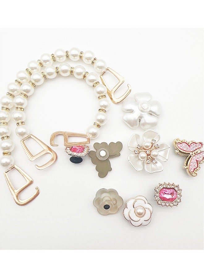 HY 10 PCS Bling Shoe Charms, Pearl Diamond Chain Shiny Little Bear Charms Decoration, Favors Gifts for Birthday Party - Image 4