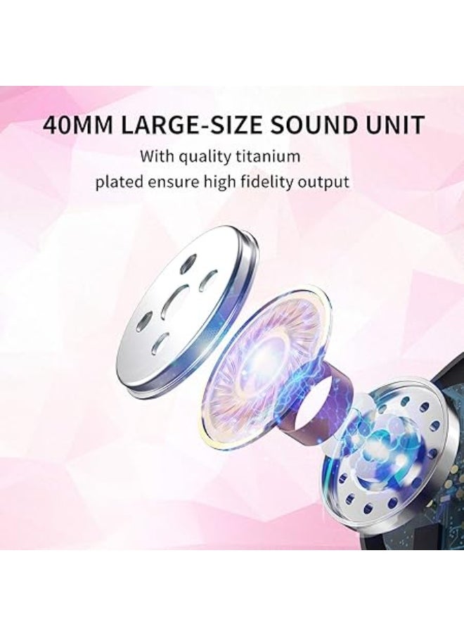 Somic - SOMIC MS300 Wired and Wireless Bluetooth Over Ear Headphones with CVC Noise Reduction and 72H Playtime(Pink) - Image 1