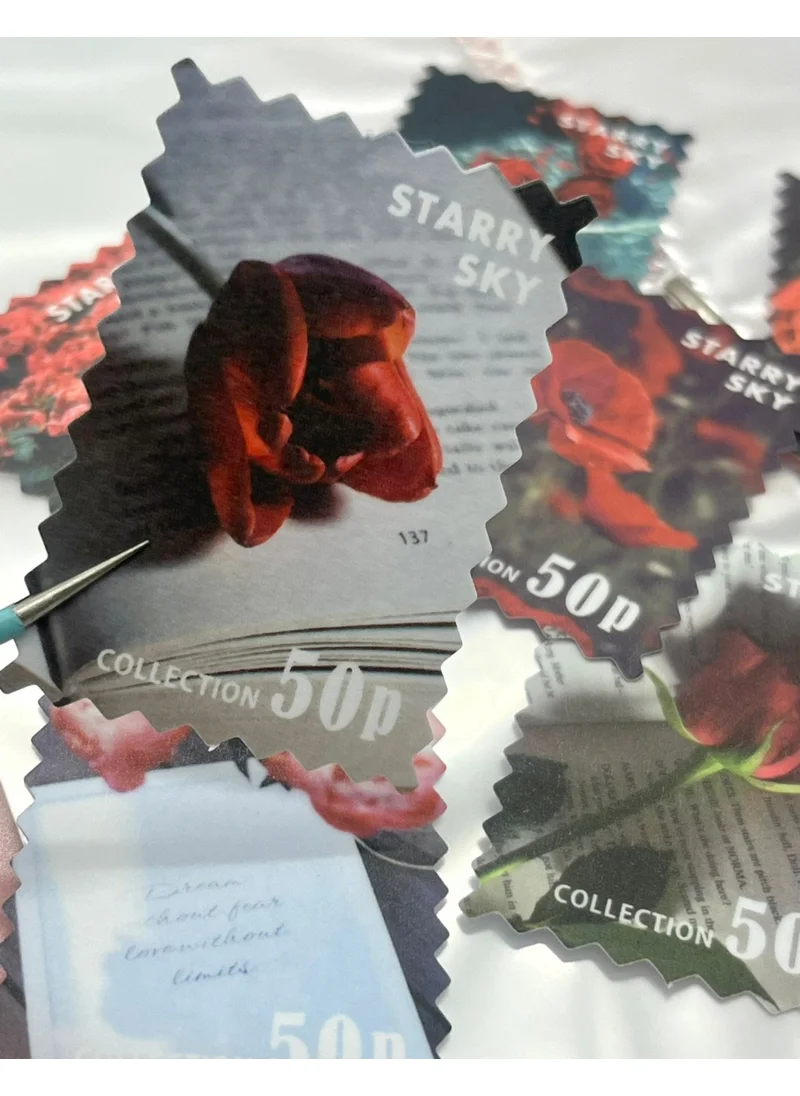 Kağıt Gemi Dükkan Paper Ship Shop Colorful Spring Red Flower Filled 50 Sheets Stamp Sticker / Decal / Bullet Journal / Notebook Decoration / Scrapbook