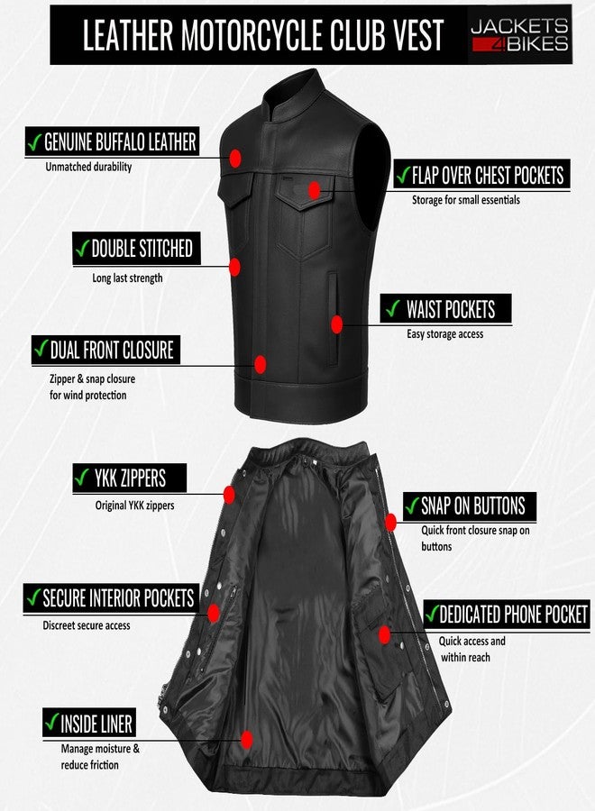 Jackets 4 Bikes SOA Men's Leather Vest Anarchy Motorcycle Club Concealed Carry Outlaws L - Image 5
