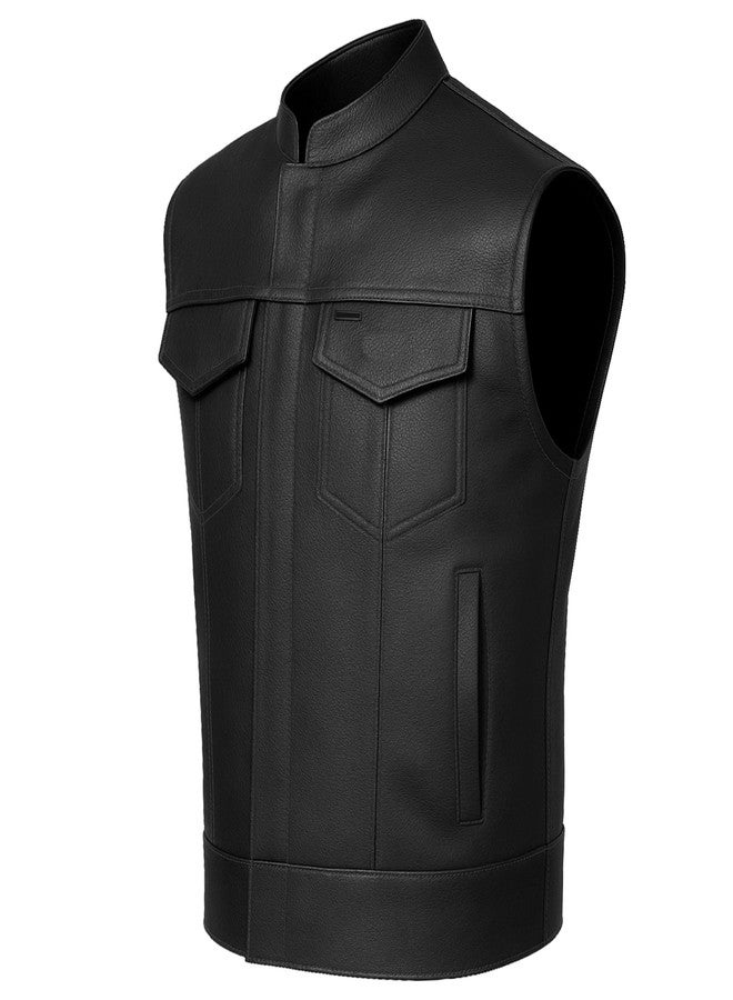 Jackets 4 Bikes SOA Men's Leather Vest Anarchy Motorcycle Club Concealed Carry Outlaws L - Image 1