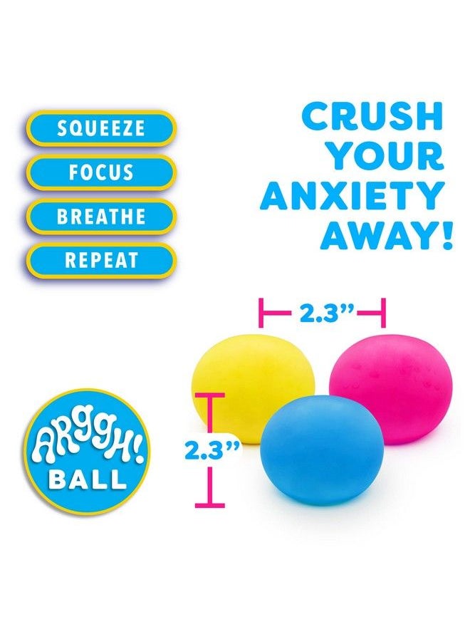 Power Your Fun - Arggh Mini Stress Balls For Adults And Kids 3Pk Squishy Stress Balls Color Changing Resistance Fidget Toys Sensory Stress Anxiety Relief Squeeze Toys Squishy Toy (Yellow Pink Blue) - Image 1