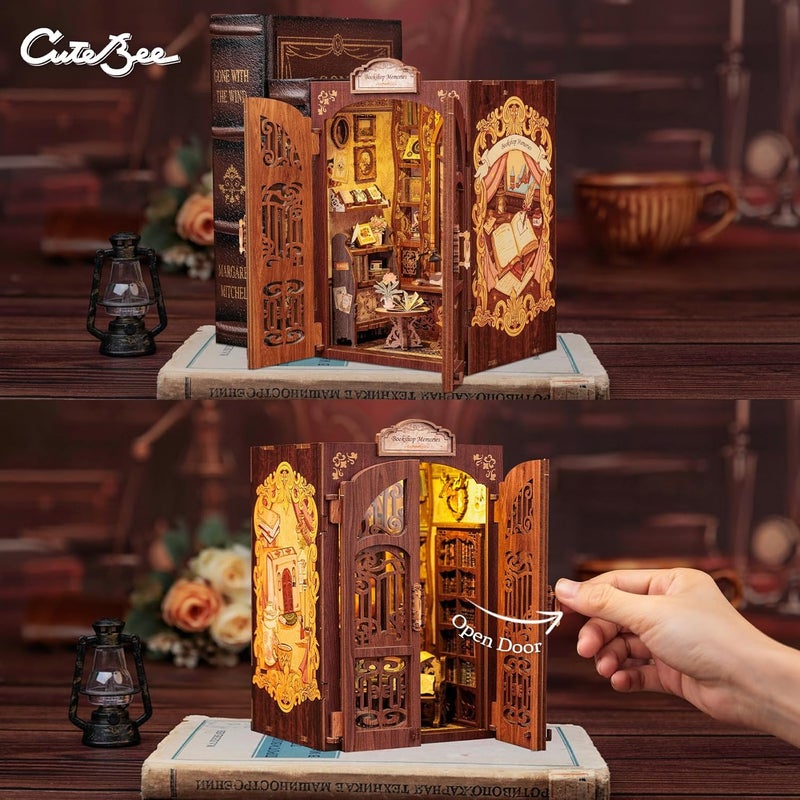CUTEBEE Book Nook Kit - DIY Miniature House Kit for Adults and Teens, Dollhouse Booknook Tiny House Model Build Bookshelf Decor, Gifts for Family, Friends - Image 3