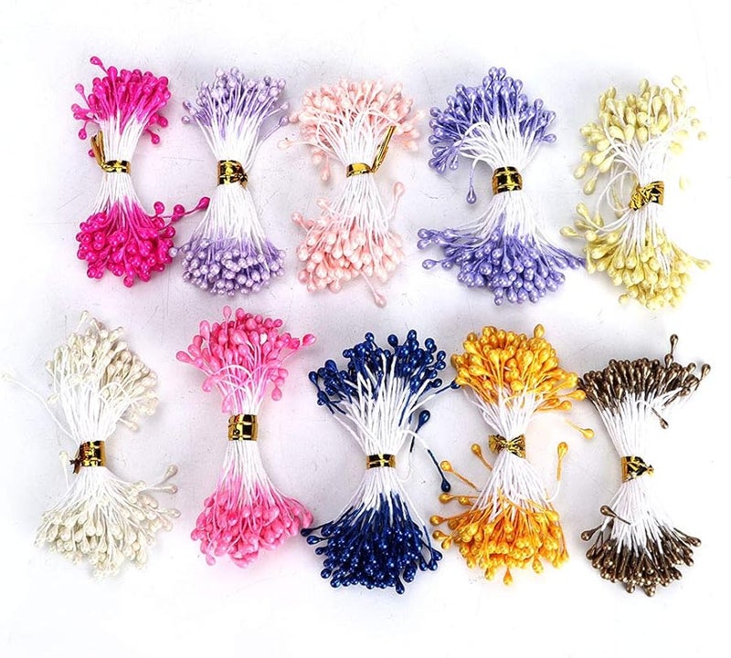 Estink 900 Pcs Handmade Dried Flower Stamen for DIY Crafts Jewelry Clothing Decoration 24 Colors - Image 1