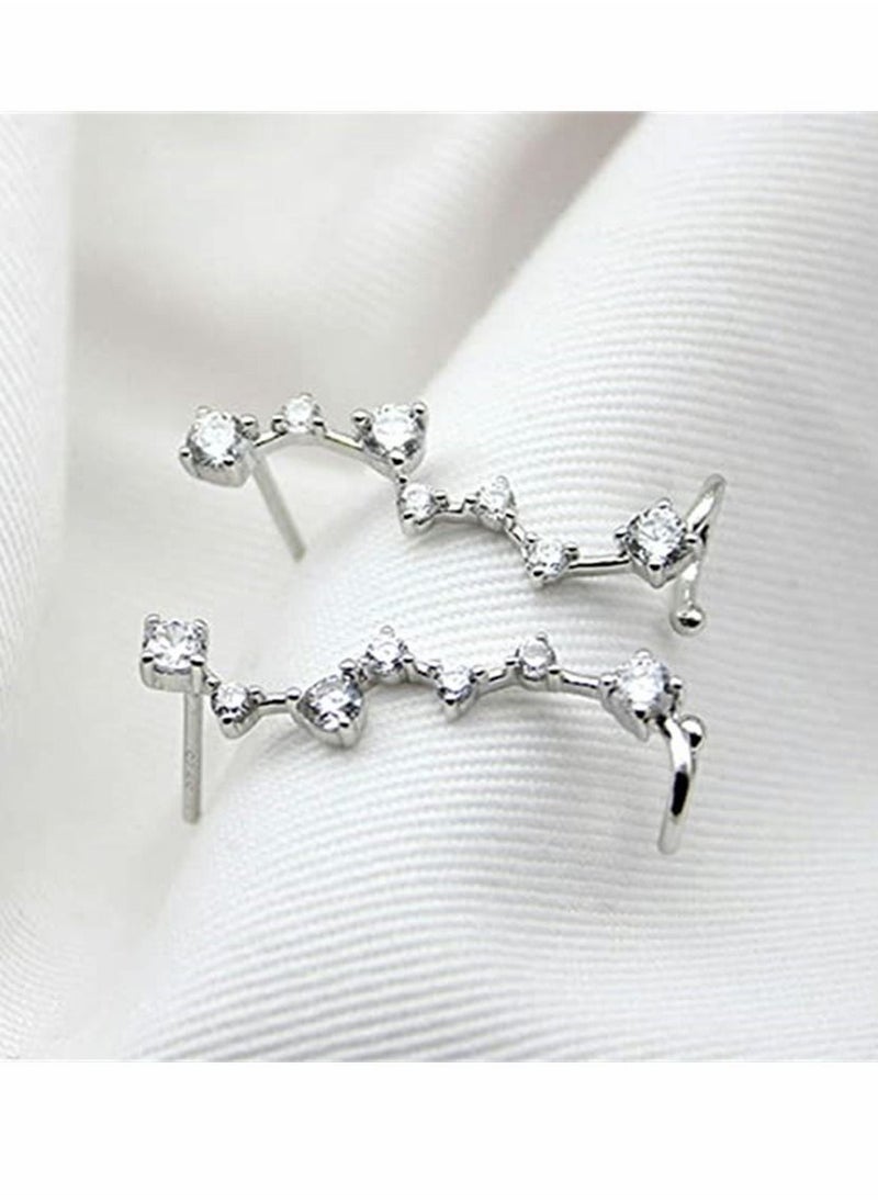 SYOSI - Silver Earrings, Crystals Ear Cuffs, Sterling Hypoallergenic Earring, Earrings Fits, for Any Occasion (A Pair 14 Crystal) - Image 1