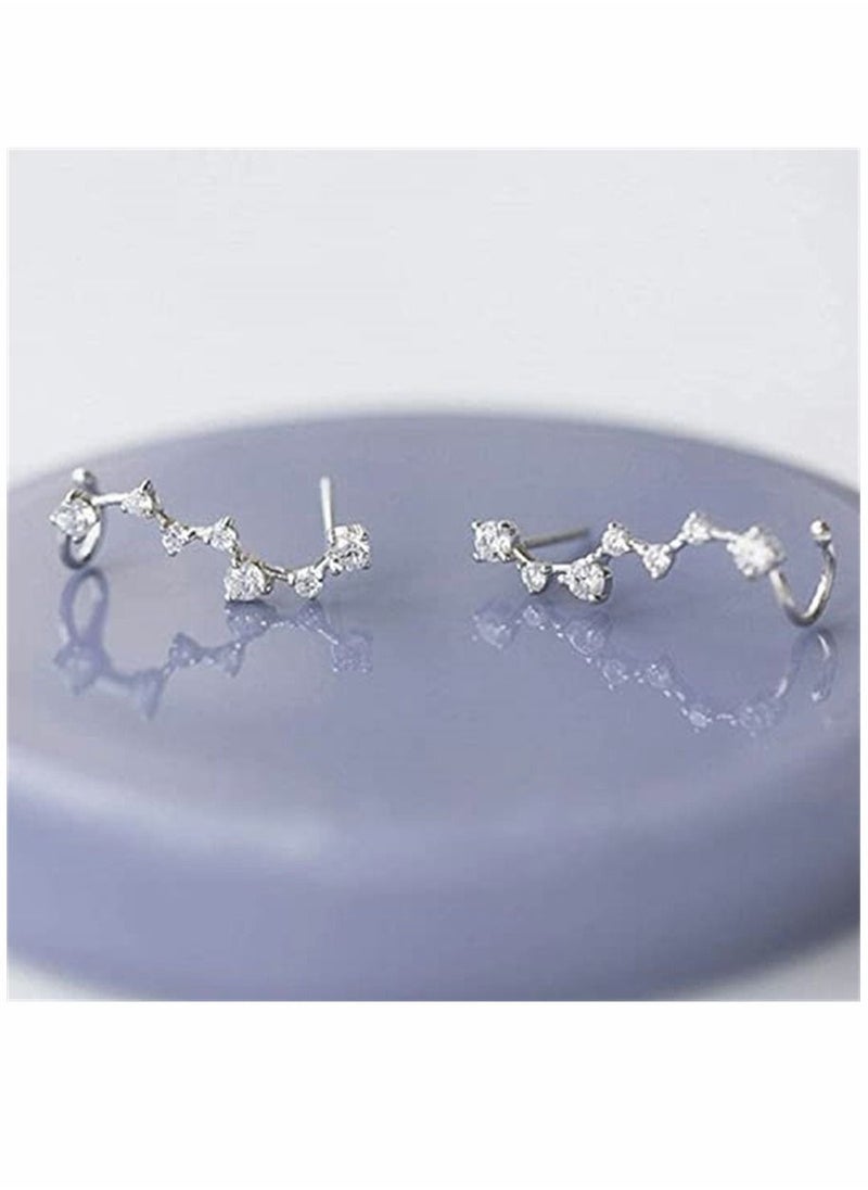 SYOSI - Silver Earrings, Crystals Ear Cuffs, Sterling Hypoallergenic Earring, Earrings Fits, for Any Occasion (A Pair 14 Crystal) - Image 1