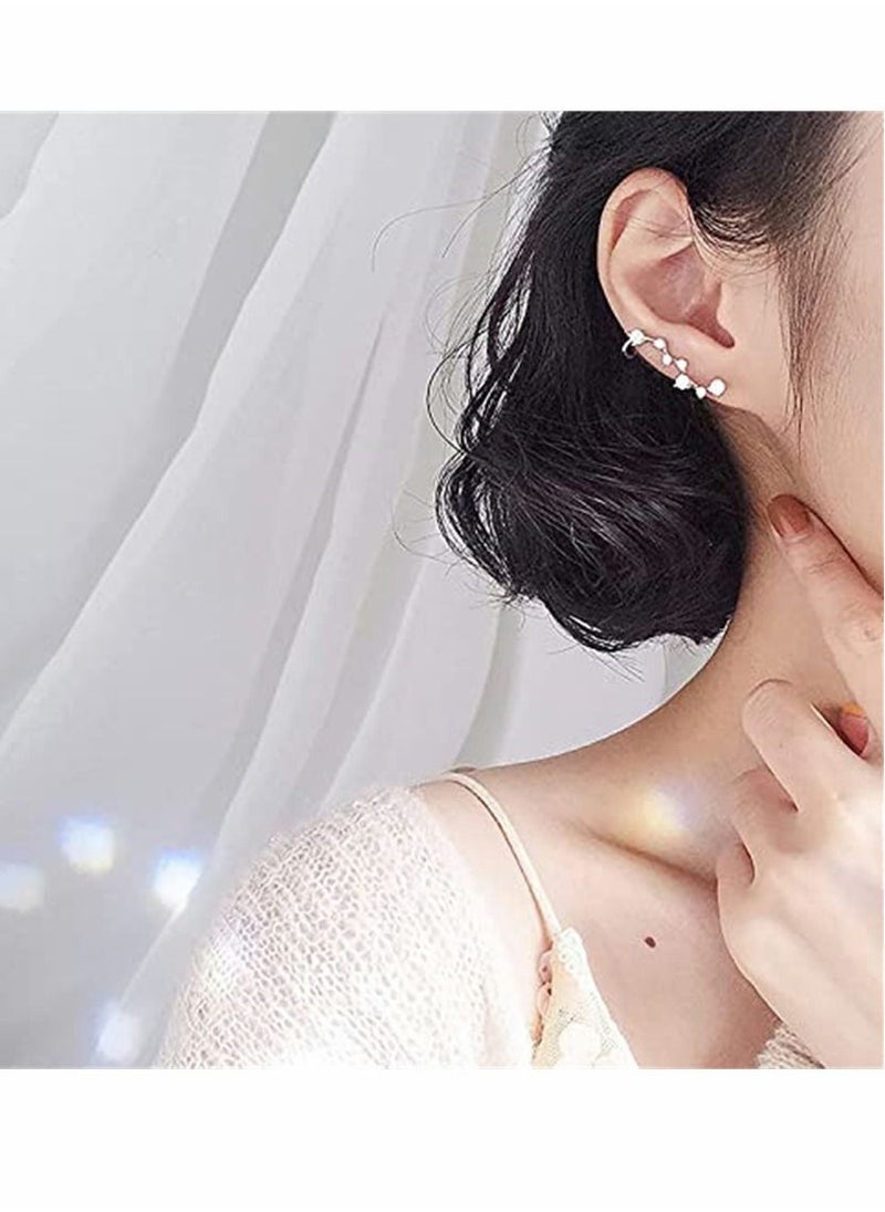 SYOSI - Silver Earrings, Crystals Ear Cuffs, Sterling Hypoallergenic Earring, Earrings Fits, for Any Occasion (A Pair 14 Crystal) - Image 1