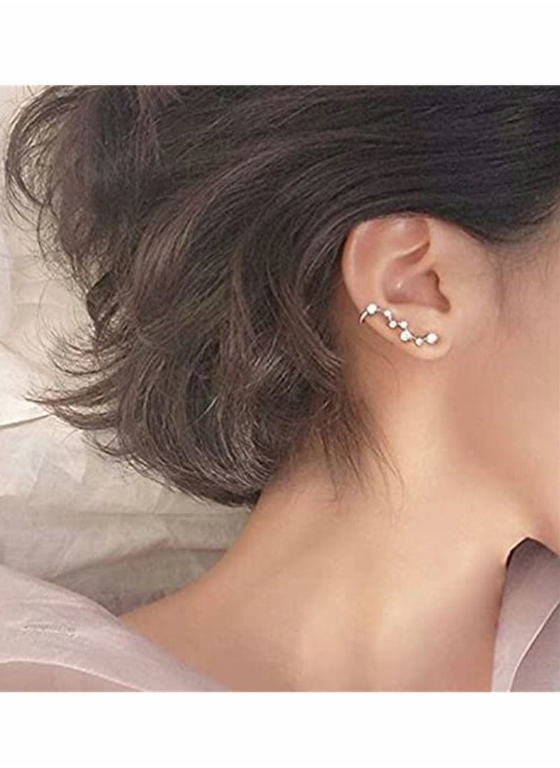 SYOSI - Silver Earrings, Crystals Ear Cuffs, Sterling Hypoallergenic Earring, Earrings Fits, for Any Occasion (A Pair 14 Crystal) - Image 1
