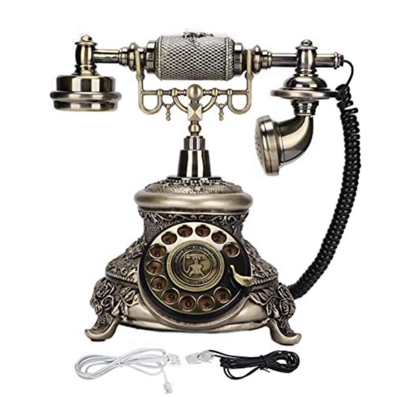 Antique Telephone, 1 Classic European Retro Landline Telephone for Home Coffee Shop Bar, Bronze Metal Vintage Design with Redial Function, Elegant Retro Aesthetic, Bronze - Image 1