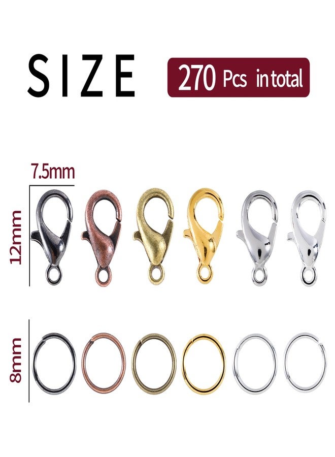 KOPOX Lobster Claw Clasps and Open Jump Rings Set, 6 Colors Lobster Clasps for Jewelry Making, Keychains and Bracelet - Image 2