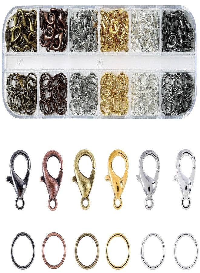 KOPOX Lobster Claw Clasps and Open Jump Rings Set, 6 Colors Lobster Clasps for Jewelry Making, Keychains and Bracelet - Image 1