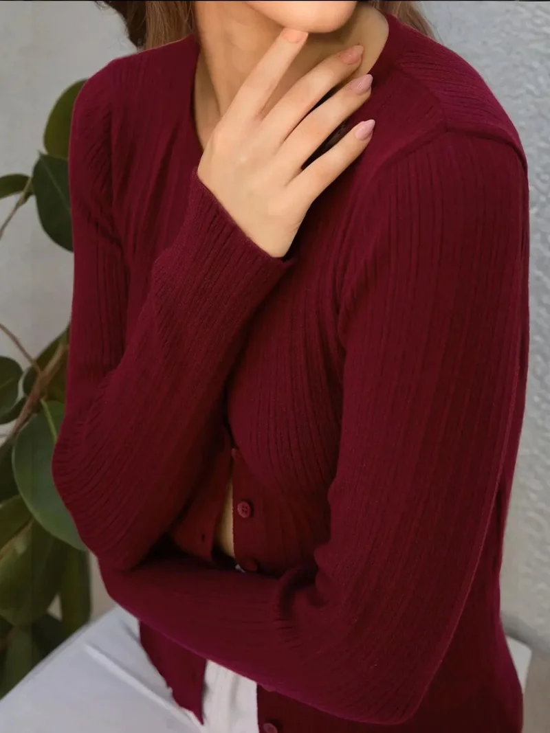 HICCUP Buttoned Basic Cardigan