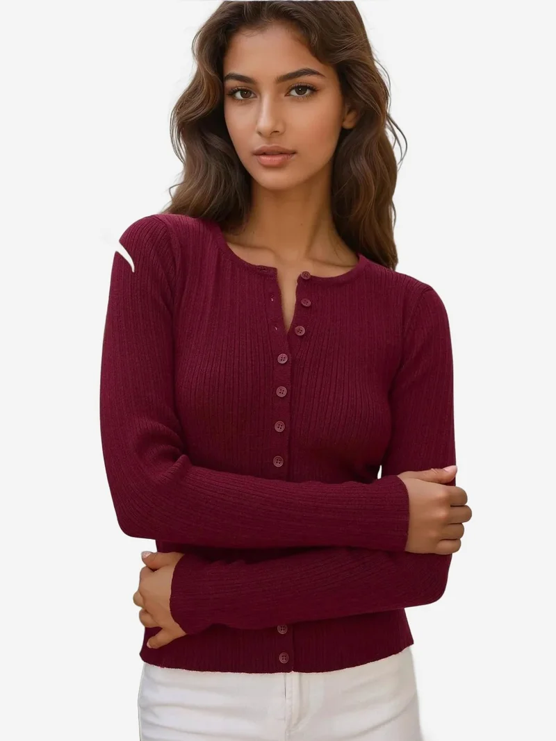 HICCUP Buttoned Basic Cardigan