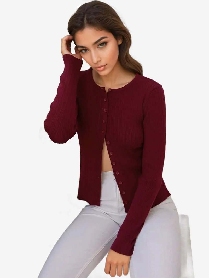 HICCUP Buttoned Basic Cardigan