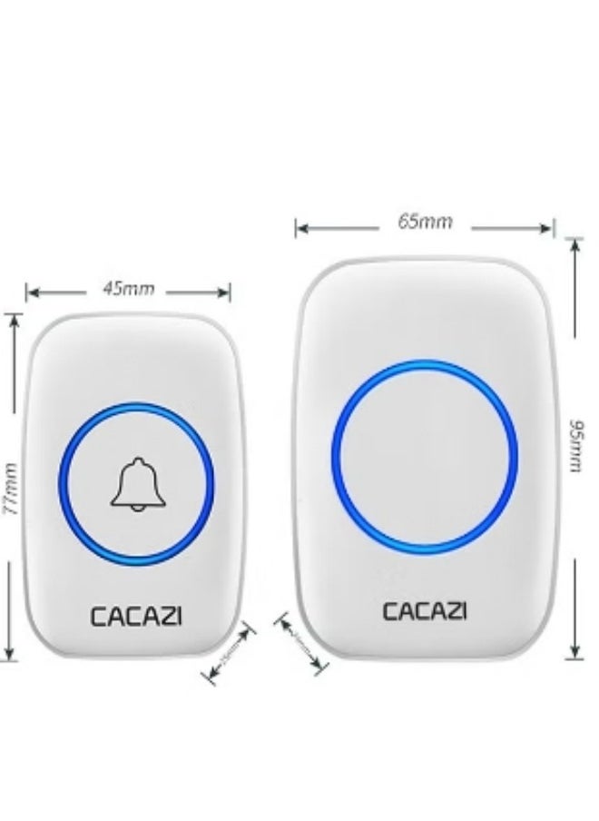 CACAZI Waterproof Wireless Doorbell with LED Flash, Over 1000 Feet Range, 60 Sounds and 5 Levels of Volume, Cordless Doorbell for Home, Office, Apartment, Hotel, Warehouse and Anti-Theft White  - Image 2