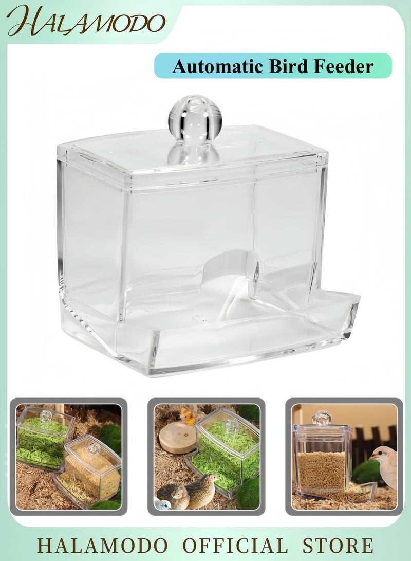 HALAMODO Automatic Bird Feeder No Mess Pet Feeder Seed Food Container Perch Cage Accessories for Budgerigar Canary Cockatiel Finch Parakeet - Image 1