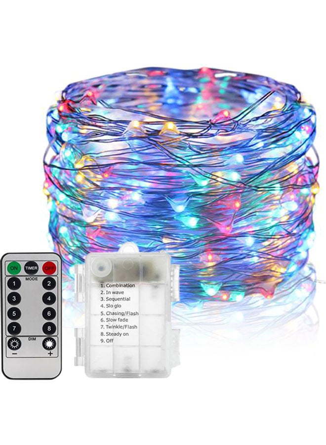 شريط إضاءة بسلك من النحاس لمصباح 100-LED مع جهاز تحكم عن بعد وعلبة بطارية متعدد الألوان 10متر - Image 1