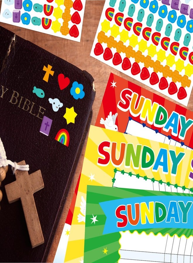 Fancy Land Sunday School Attendance Chart for Kids Christian Classroom Incentive Chart with Stickers for VBS Behavior Reward Church Religious Theme Activities Supplies Party Decoration Favors 8Pcs - Image 4