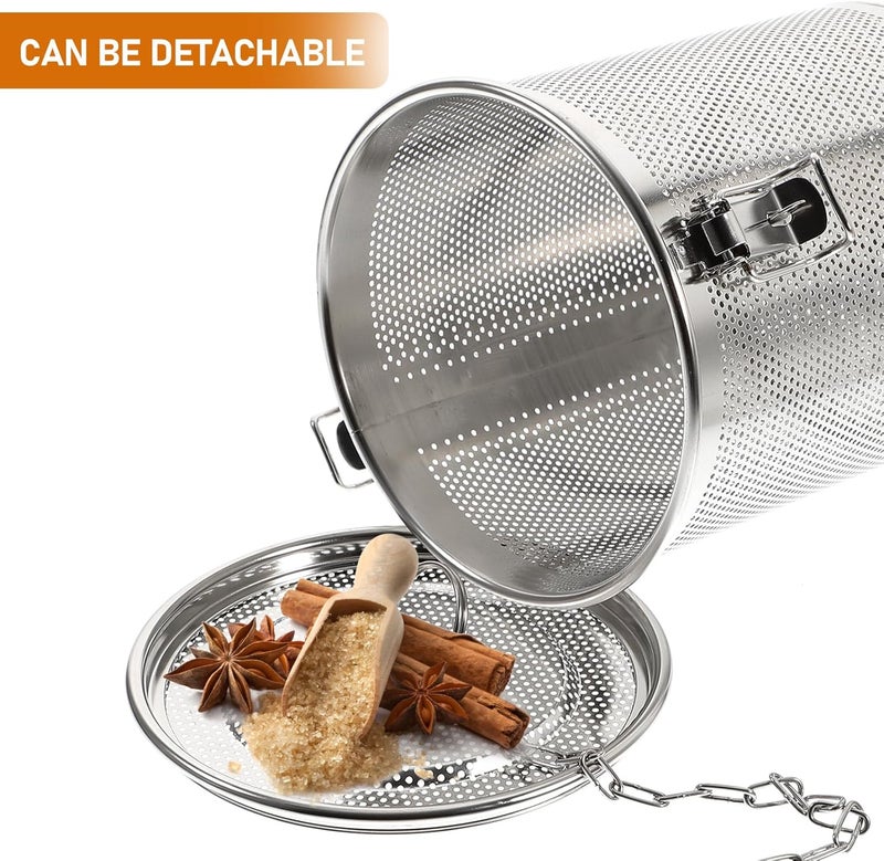 Yardwe سلة مصفاة التوابل من الفولاذ المقاوم للصدأ مع خطاف سلسلة، مصفاة حساء بشبكة دقيقة جدًا للطهي، التوابل، وتحضير الشاي، 5.51x5.51x5.90 بوصة - Image 5