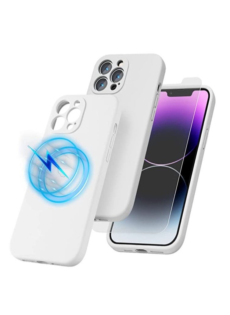 Raxoom iPhone 14 Pro + 2 Pack Tempered Glass Screen Protector Magsafe Case Silicone Phone Case with Microfiber Lining for iPhone 14 PriPhone 14 Pro Max + 2 Pack Tempered Glass Screen Protector Magsafe Case S - Image 1