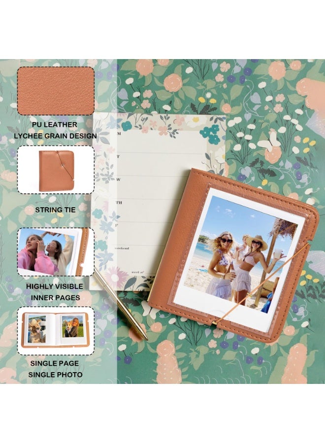 Arabest 28 Pockets Photo Album for Polaroid I-Type/Now/OneStep/I-Type/Fuji Wide/Wide EVO/Wide 400/300/210 Instant Print Camera 3.5 x 4.2 Inches Films, PU Album with Cover Display - Black - Image 2