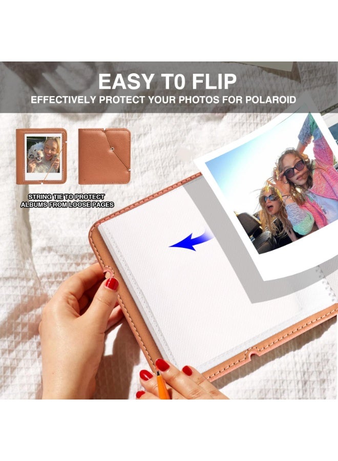 Arabest 28 Pockets Photo Album for Polaroid I-Type/Now/OneStep/I-Type/Fuji Wide/Wide EVO/Wide 400/300/210 Instant Print Camera 3.5 x 4.2 Inches Films, PU Album with Cover Display - Black - Image 5