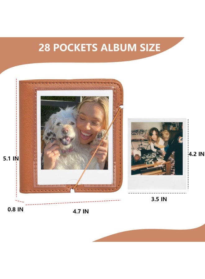 Arabest 28 Pockets Photo Album for Polaroid I-Type/Now/OneStep/I-Type/Fuji Wide/Wide EVO/Wide 400/300/210 Instant Print Camera 3.5 x 4.2 Inches Films, PU Album with Cover Display - Black - Image 3