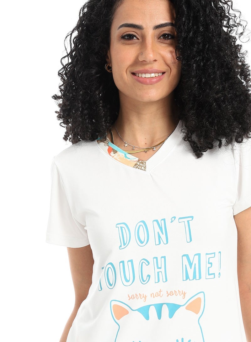 سيزار بيجامة حريمي صيفي نصف كم مزودة بطباعات من الصدر - Image 5