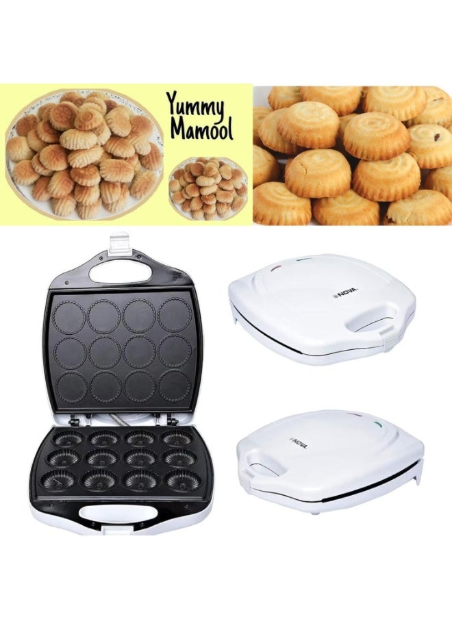NOVA Mamool Maker / Cookie Maker Machine – 12-Piece Electric Maamoul Press with 1400W Power – Elegant White Design [IK81], Non-Stick Plates for Traditional Arabic Date Cookies, Perfect for Eid, Ramadan, Gifting  - Image 3