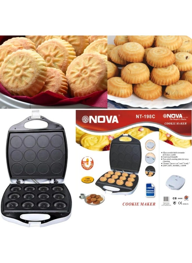 NOVA Mamool Maker / Cookie Maker Machine – 12-Piece Electric Maamoul Press with 1400W Power – Elegant White Design [IK81], Non-Stick Plates for Traditional Arabic Date Cookies, Perfect for Eid, Ramadan, Gifting  - Image 4